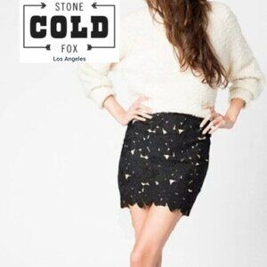 Stone Cold Fox Black Lace & Silk Mini Skirt  2